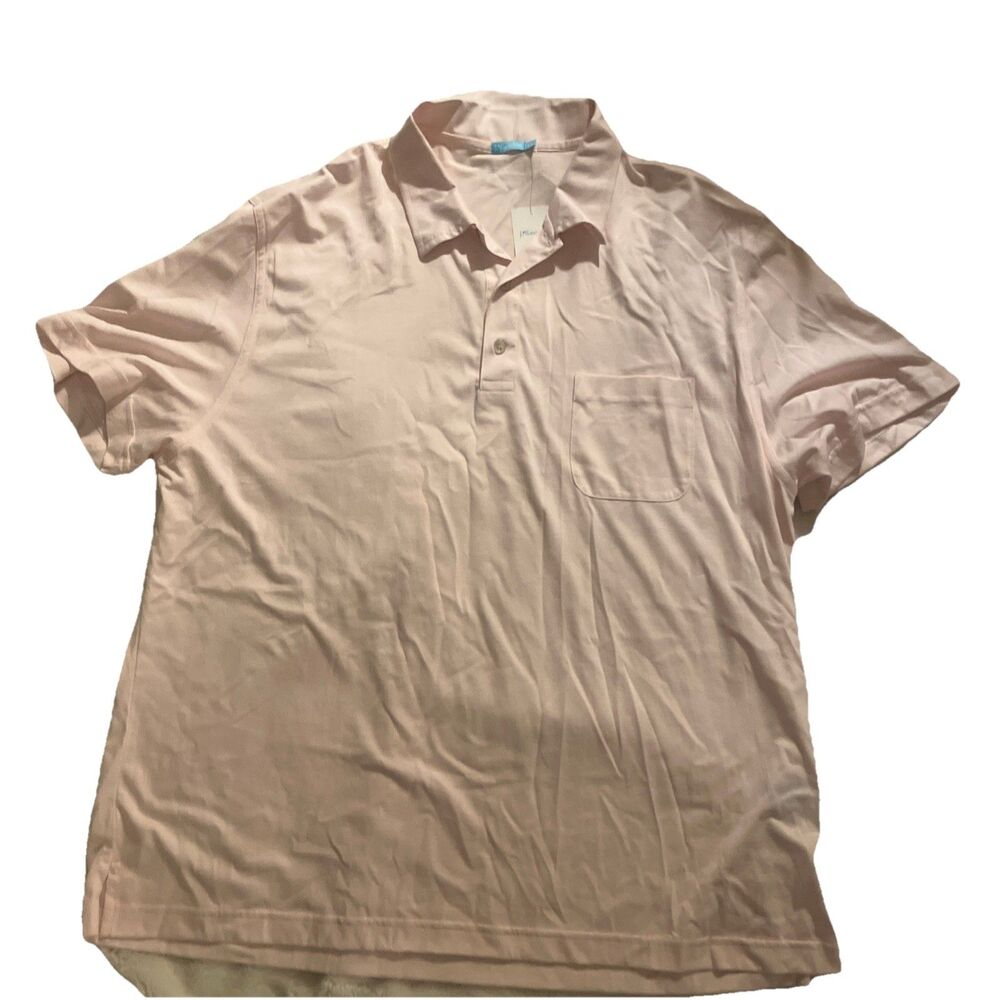 NEW J. McLaughlin Men’s Callahan Knit Polo Shirt Light Pink Pocket Size XXL